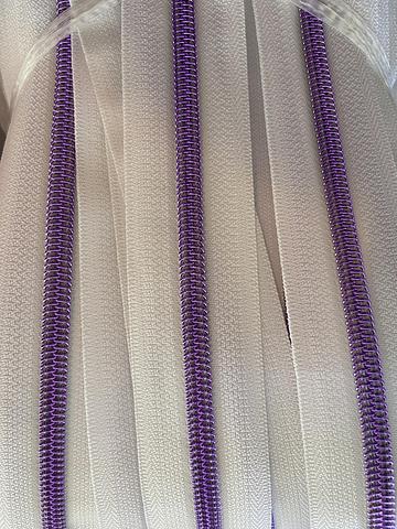 White purple Nylon Size #5 Zipper Tape
