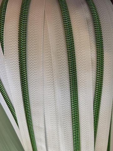 White Green Nylon Size #5 Zipper Tape