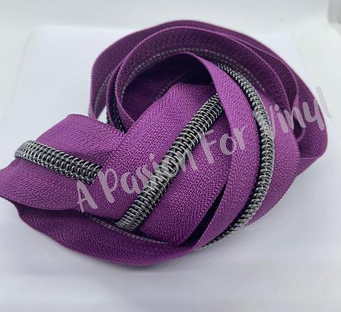 Purple Gunmetal Nylon #5 Zipper Tape